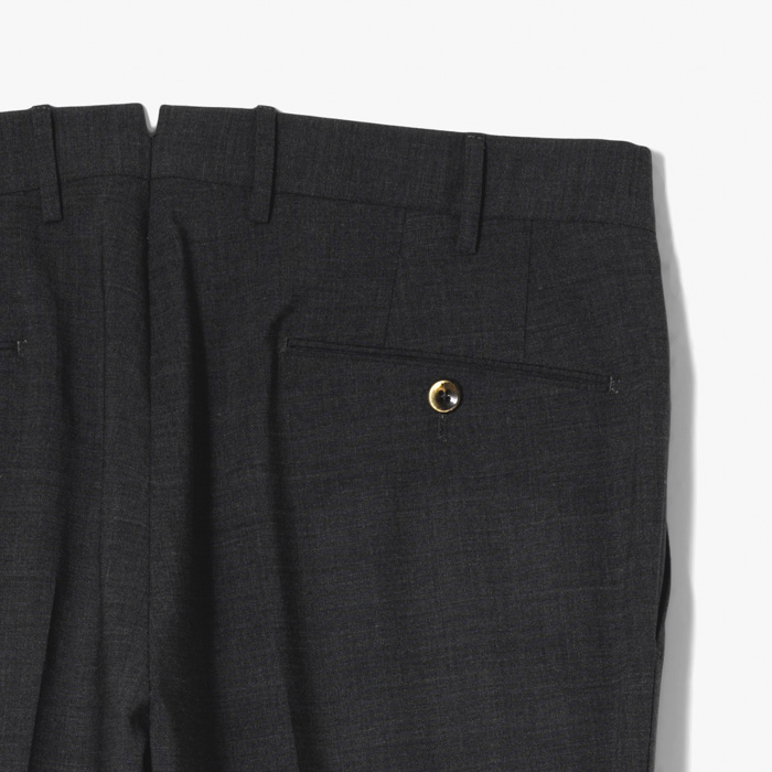 BUSINESS SLIM FIT 1PLEAT PANT (TROPICAL B-STRETCH 3D-EFFECT WOOL) DARK GRAY