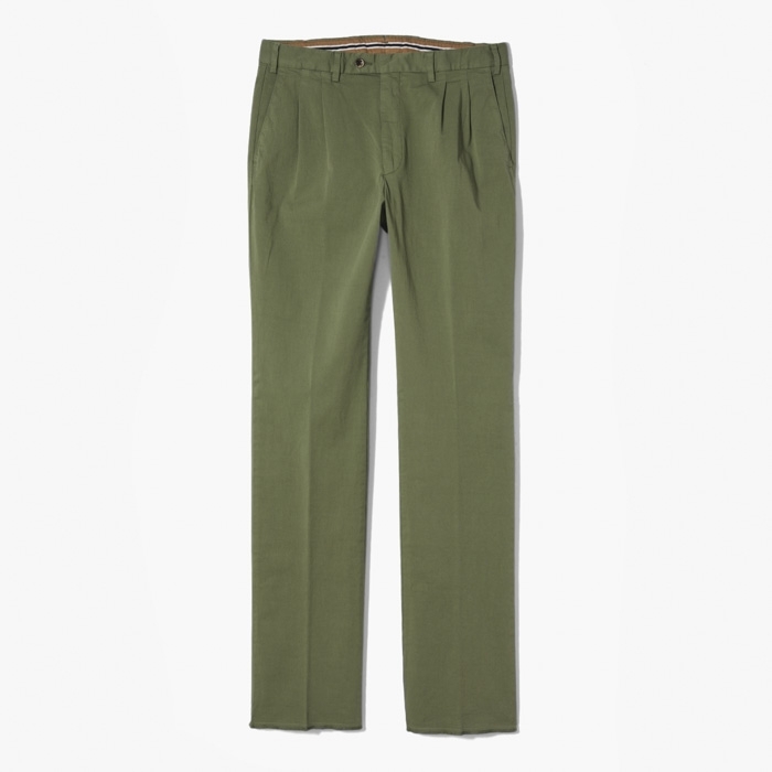 NEW SLIM FIT 2PLEATS MILITARY GREEN