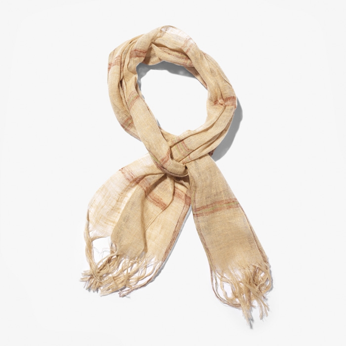 LINEN SCARF (CHECK) BEIGE