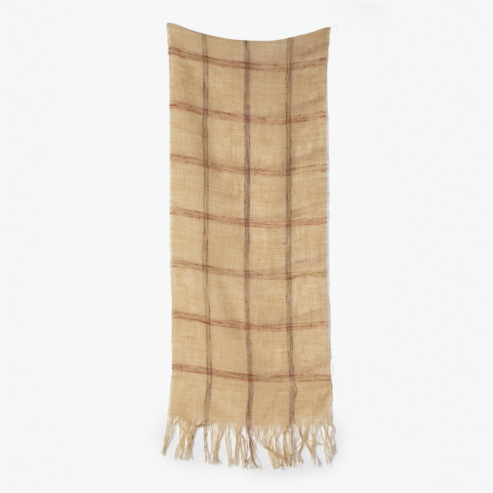 LINEN SCARF (CHECK) BEIGE