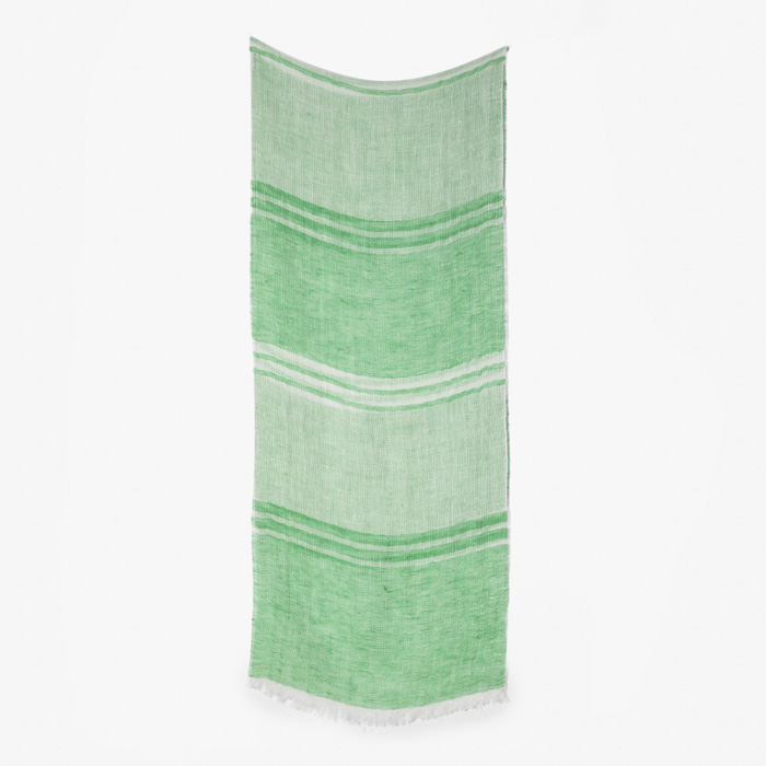 LINEN SCARF (CHECK) GREEN