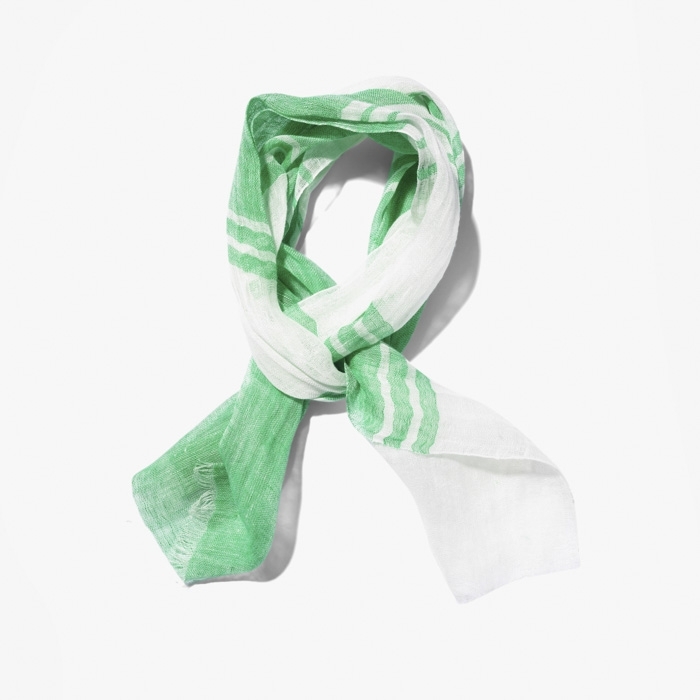 LINEN SCARF (CHECK) GREEN