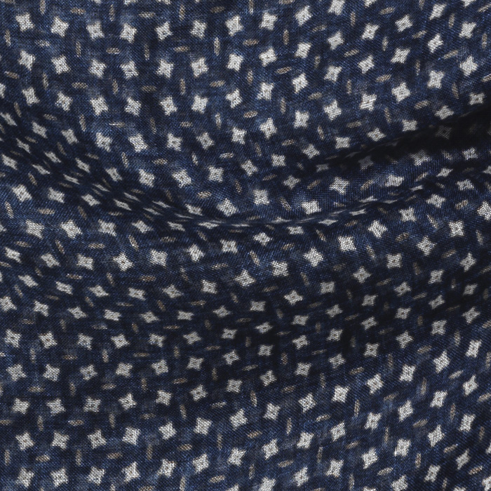 PRINTED LINEN SCARF NAVY