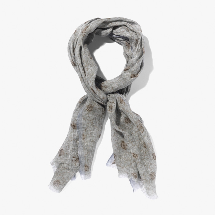 PRINTED LINEN SCARF (FLORAL) KHAKI