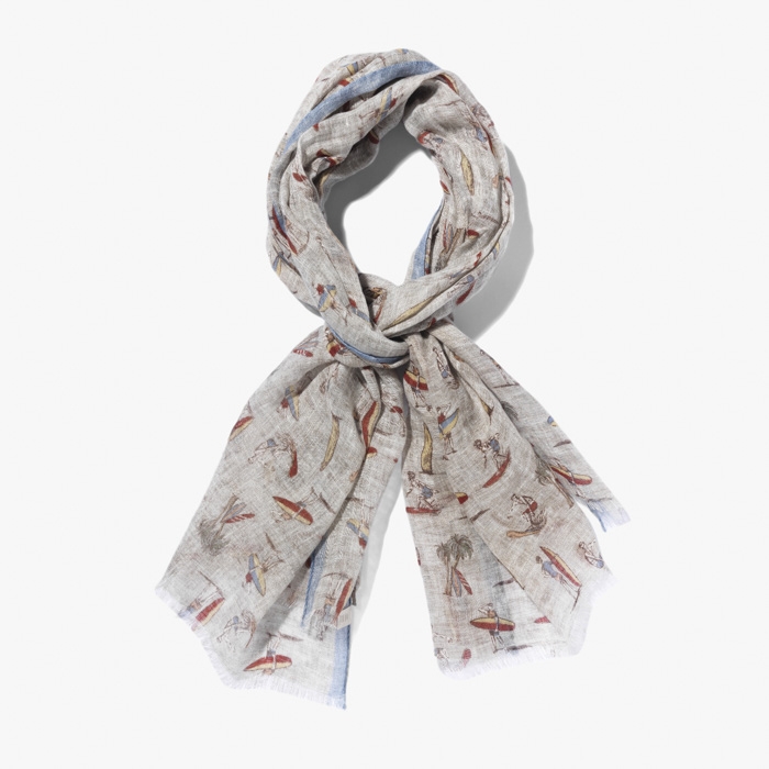 PRINTED LINEN SCARF (SUMMER) NATURAL