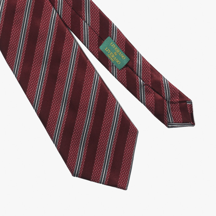 SILK TIE (STRIPE 8) BURGUNDY