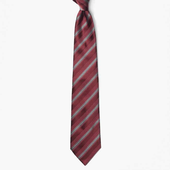 SILK TIE (STRIPE 8) BURGUNDY