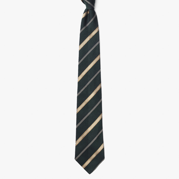 SILK TIE (STRIPE 7) DARK GREEN