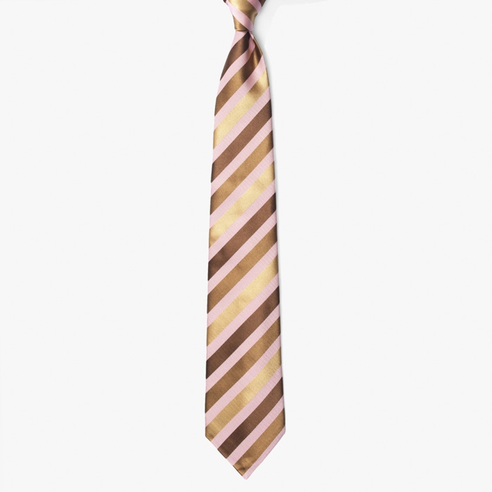 SILK TIE (STRIPE 6) SALMON PINK