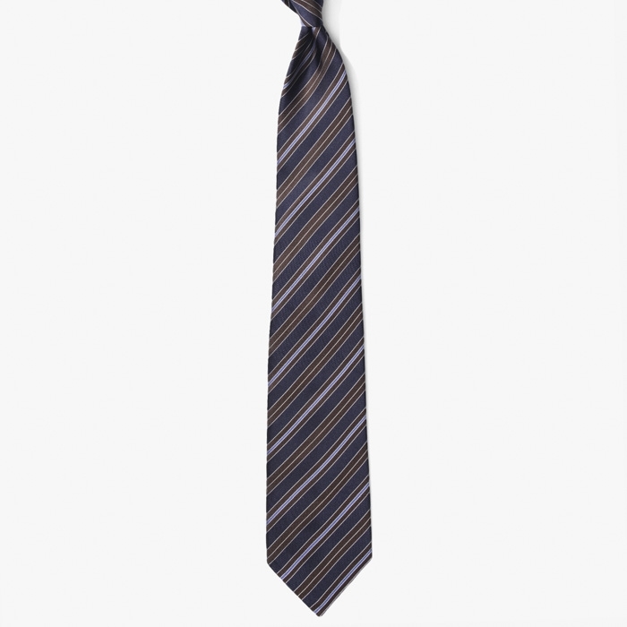 SILK TIE (STRIPE 5) BROWN