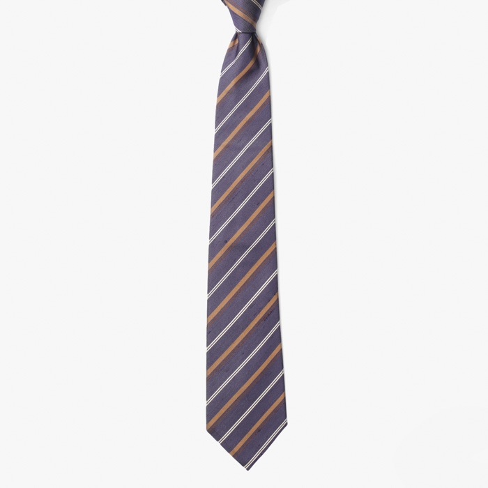 SILK TIE (STRIPE 4) MIDNIGHT BLUE