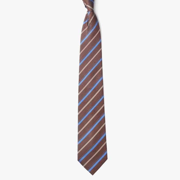 SILK TIE (STRIPE 4) BROWN