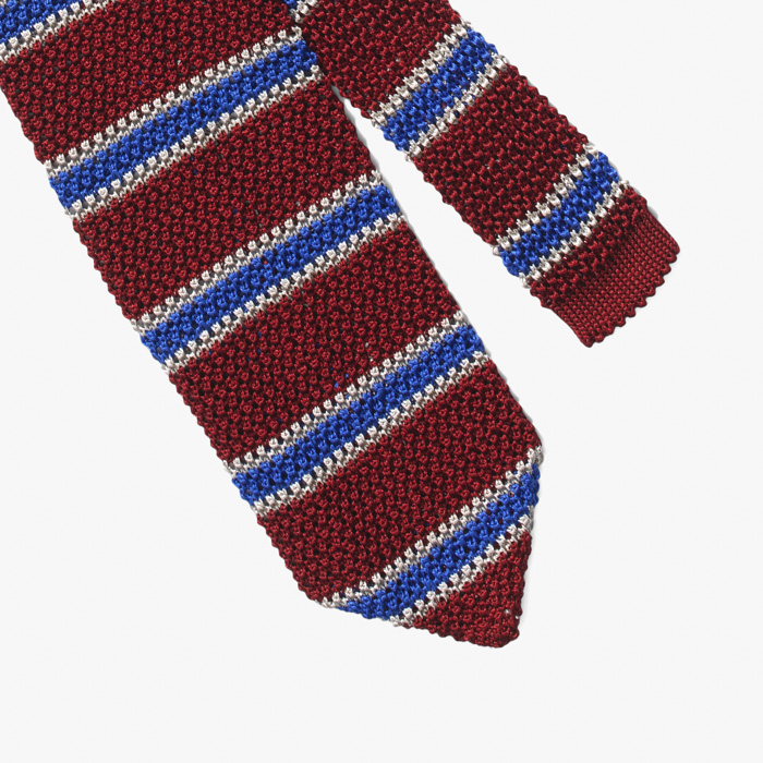 SILK KNIT TIE (STRIPE) BURGUNDY