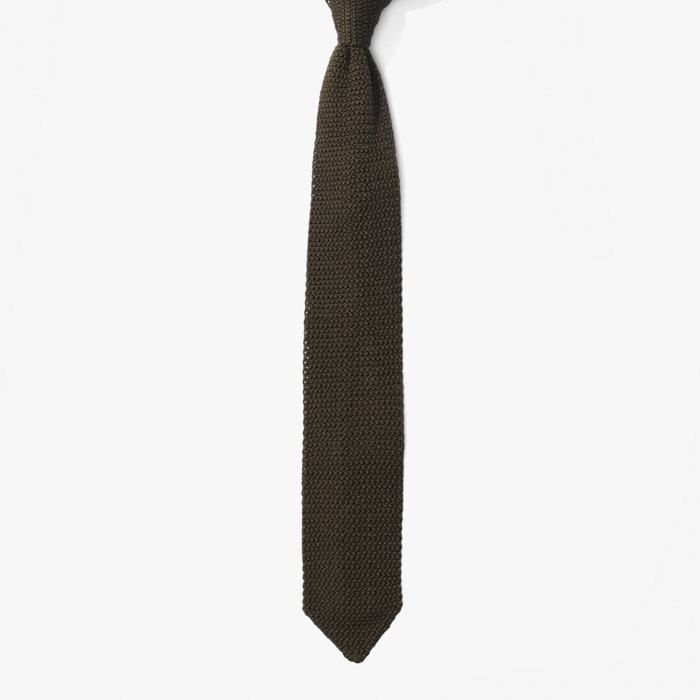 SILK KNIT TIE OLIVE