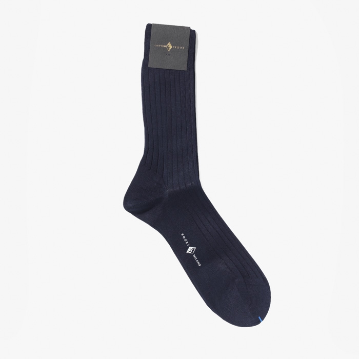 CLASSIC SHORT RIB SOCKS (SCOTTISH THREAD) NAVY