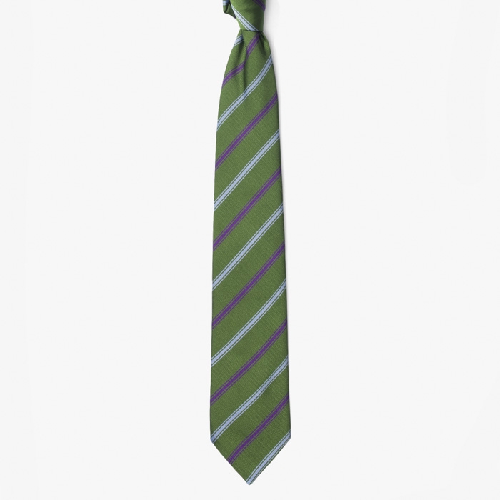 SILK TIE (STRIPE 3) LODEN GREEN