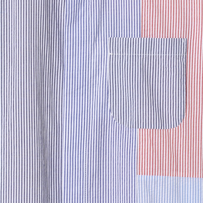 COMBO SHORT COLLAR SHIRT(COTTON SEERSUCKER) WASHED BLUE