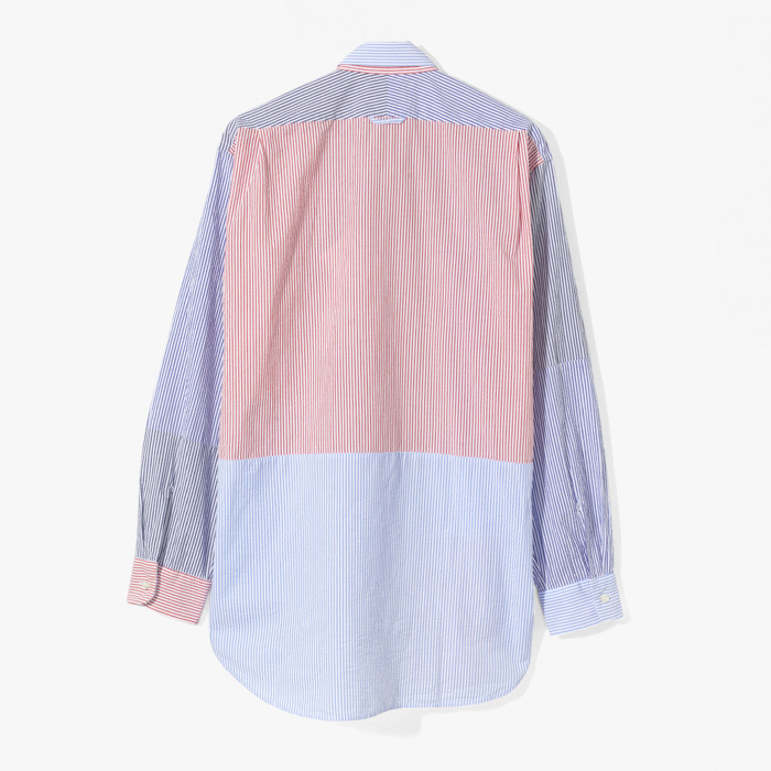 COMBO SHORT COLLAR SHIRT(COTTON SEERSUCKER) WASHED BLUE