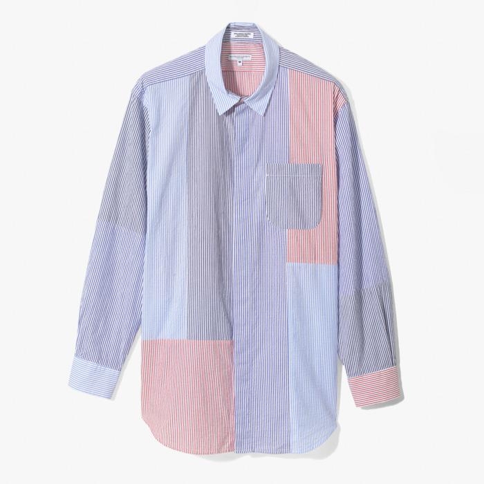 COMBO SHORT COLLAR SHIRT(COTTON SEERSUCKER) WASHED BLUE