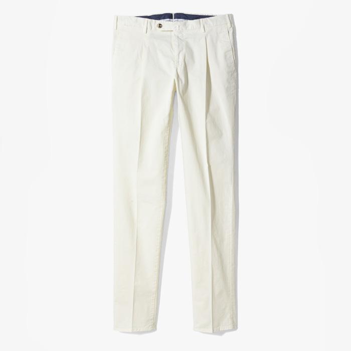 BUSINESS SLIM FIT 1PLEAT PANT (LIGHT STRETCH GABARDINE) OFF-WHITE