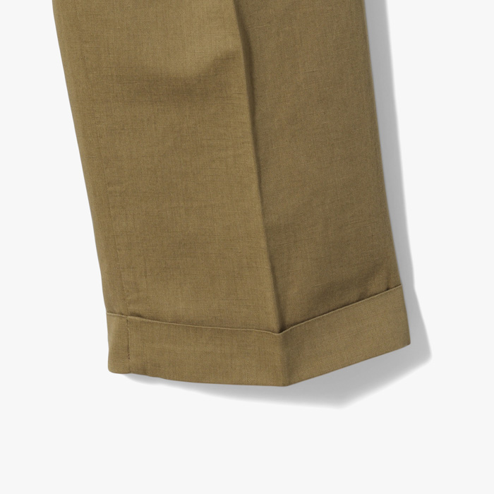 QUINDICI WIDE 1PLEAT PANT (STONE WASH GABARDINE) DARK BEIGE