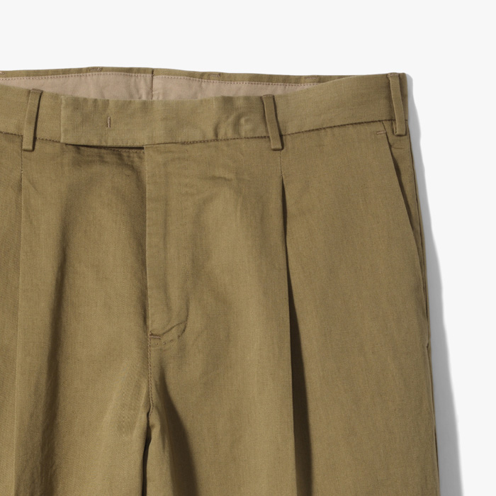 QUINDICI WIDE 1PLEAT PANT (STONE WASH GABARDINE) DARK BEIGE