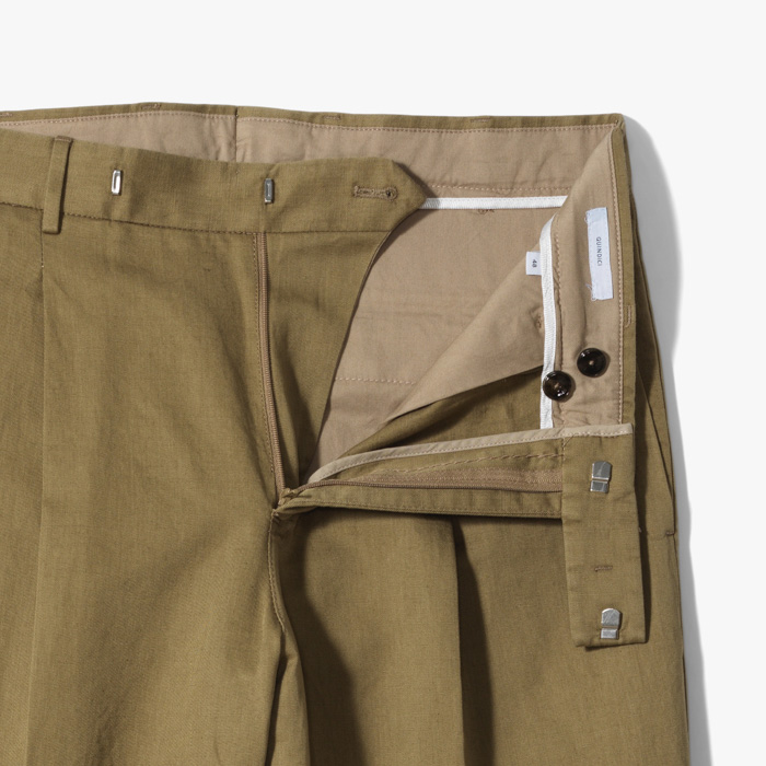 QUINDICI WIDE 1PLEAT PANT (STONE WASH GABARDINE) DARK BEIGE