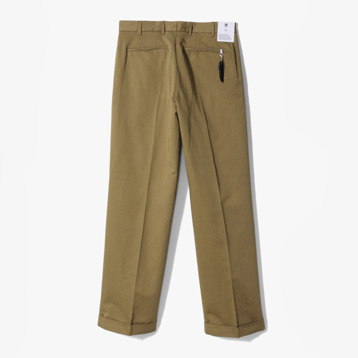 QUINDICI WIDE 1PLEAT PANT (STONE WASH GABARDINE) DARK BEIGE