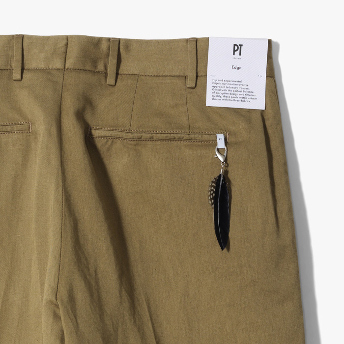 QUINDICI WIDE 1PLEAT PANT (STONE WASH GABARDINE) DARK BEIGE