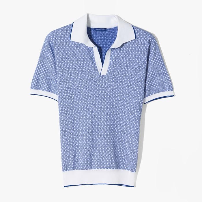 FANCY OPEN COLLAR POLO SHORT SLEEVES BLUE