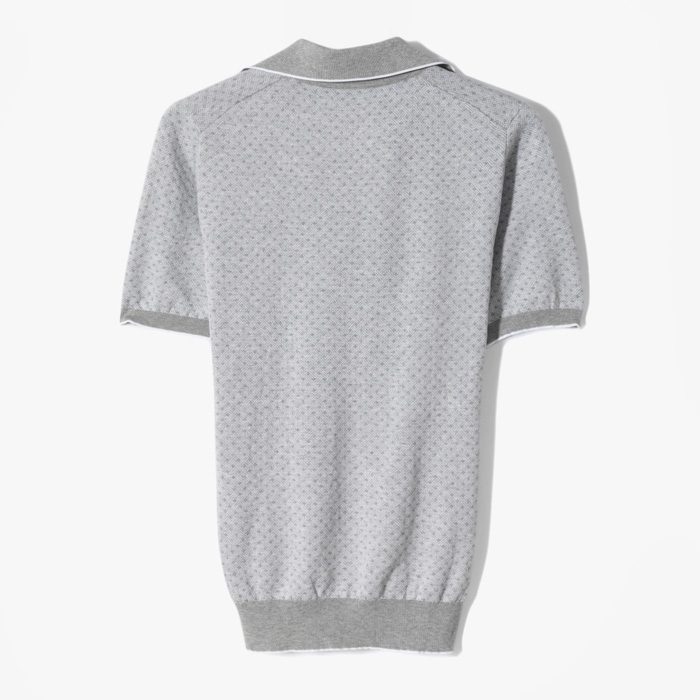 FANCY OPEN COLLAR POLO SHORT SLEEVES GRAY