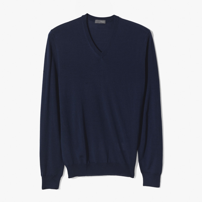 WOOL V NECK KNIT NAVY