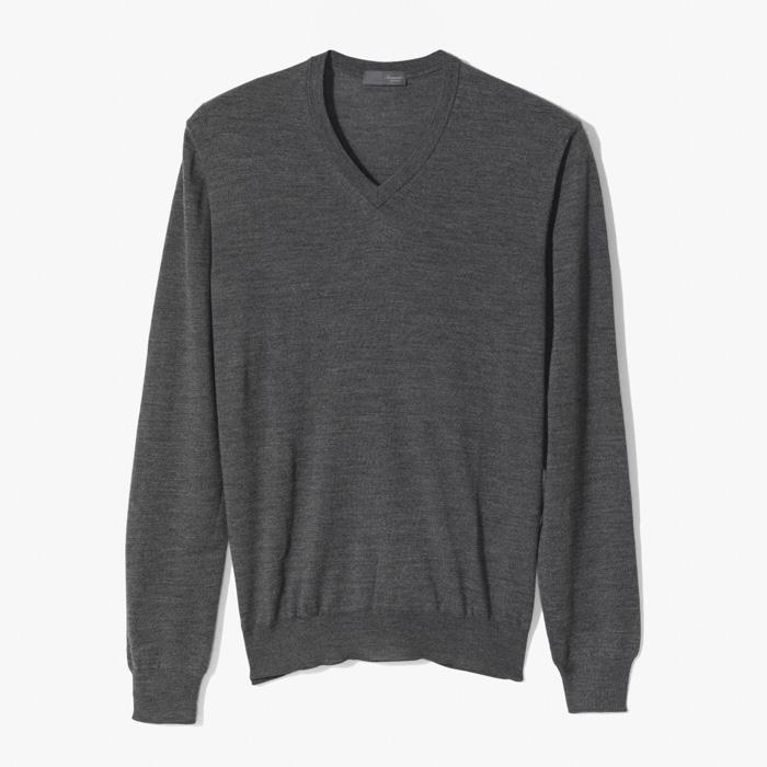 WOOL V NECK KNIT GRAY