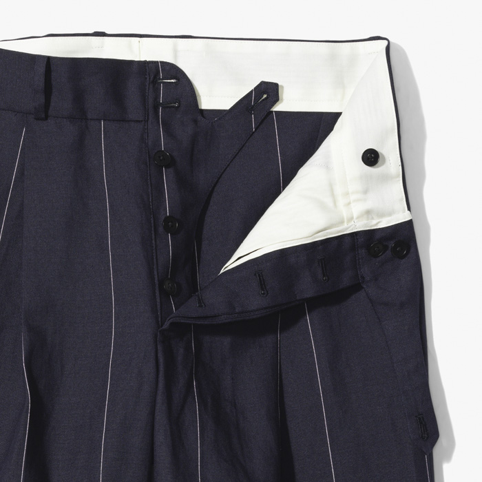 SEMI-FLARE WIDE PANTS (PINSTRIPE) NAVY