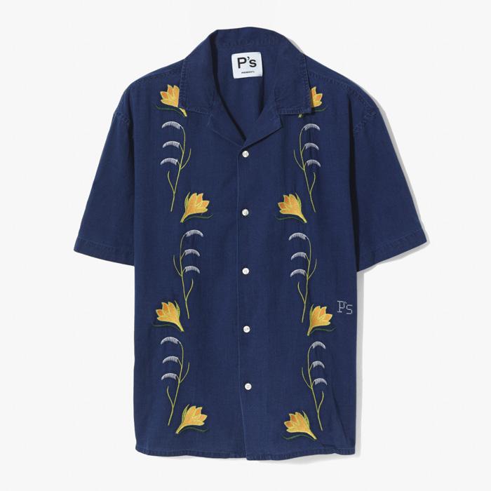 CROSS STITCH FLOWER SHIRT INDIGO