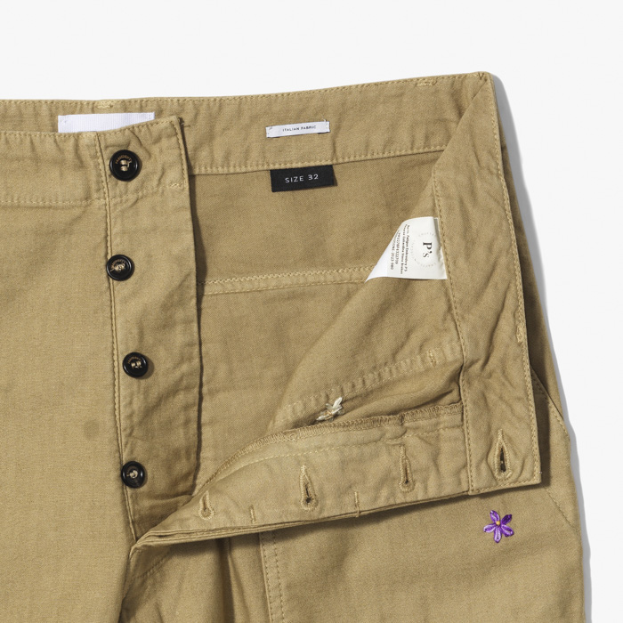 BERMUDA FATIGUE  SHORT (HAND EMBROIDERY) BEIGE