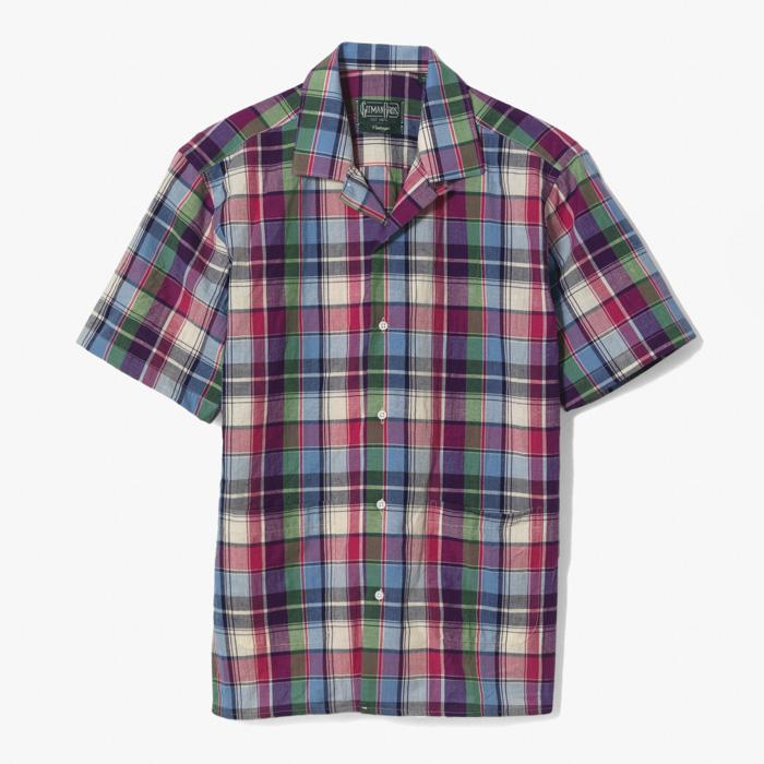 CAMP MADRAS SHIRT (SHORT SLEEVE) PURPLE