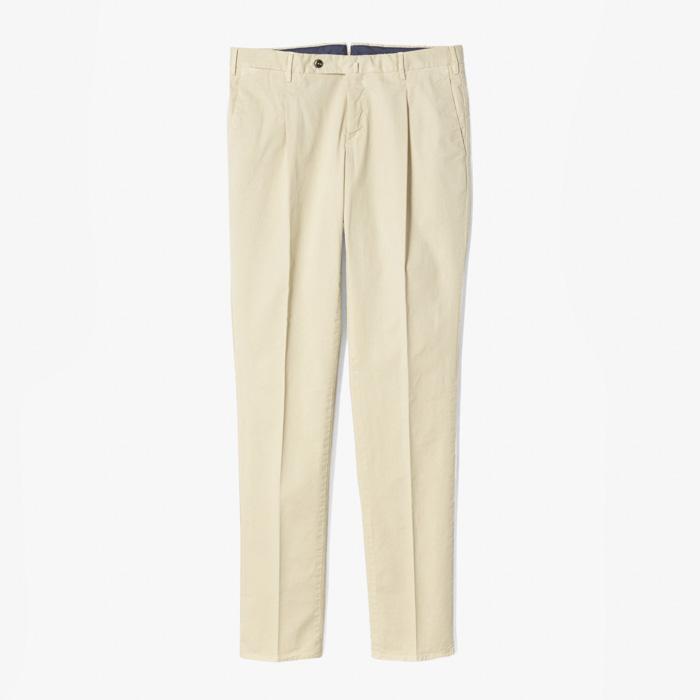 BUSINESS SLIM FIT 1PLEAT PANT (LIGHT STRETCH GABARDINE) CREAM