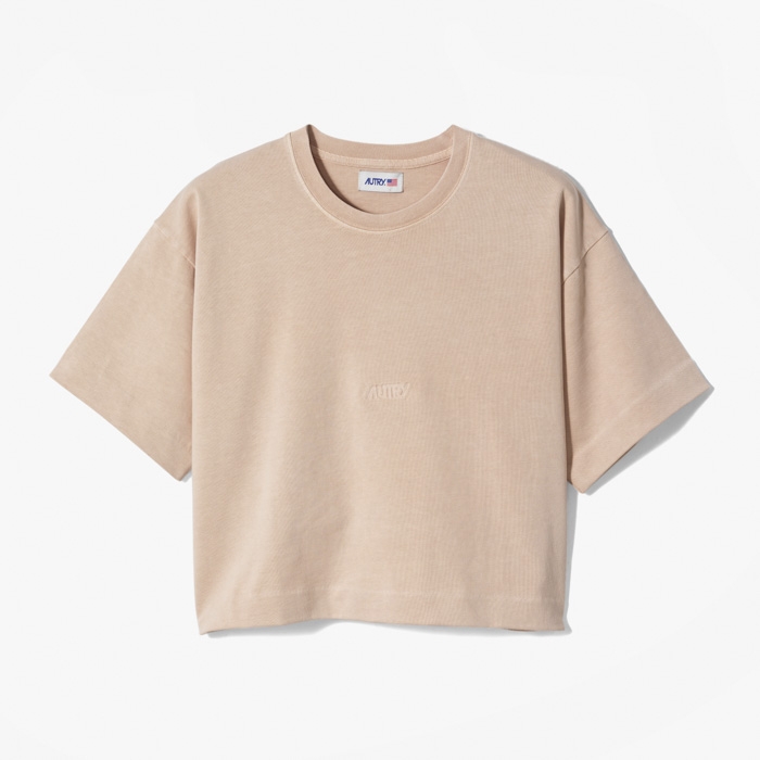 (WOMAN) BOXY FIT CROPPED T-SHIRT (CHEST LOGO) PINK