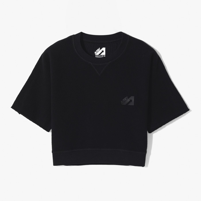 (WOMAN) CROPPED SWEATSHIRT (SHORT SLEEVE) BLACK