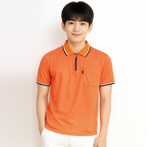 프레시 지퍼 반팔 카라 티셔츠 S-3138(긴팔 가능)