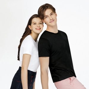 17수 라운드 흰색 검정 멜란지 무지티 반팔 면티 단체티셔츠