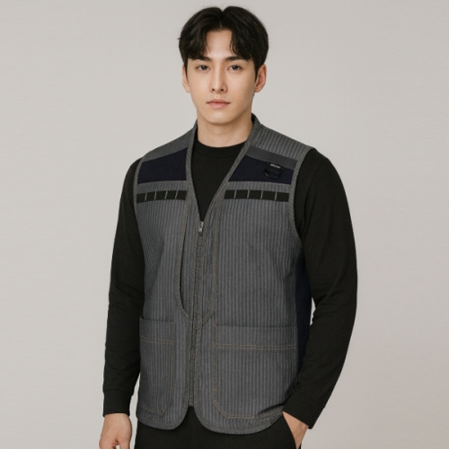 윌비(WILLBE) 헤링본 데님 등판 메쉬조끼 PR-808