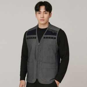 윌비(WILLBE) 헤링본 데님 등판 메쉬조끼 PR-808