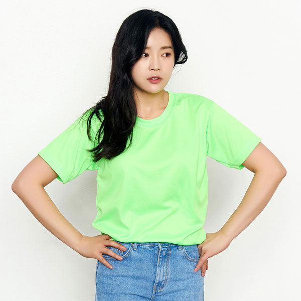 쿨론 형광 라운드 반팔 티셔츠 SP-274(아동 가능) (제작상품)