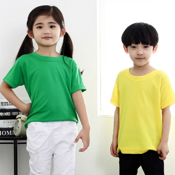 SH-16 에어로쿨 아동용 라운드 반팔 티셔츠 (유치원 초등학교 반티 단체티)