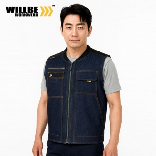 윌비(WILLBE) 데님 코듀라 조끼 PR-02V