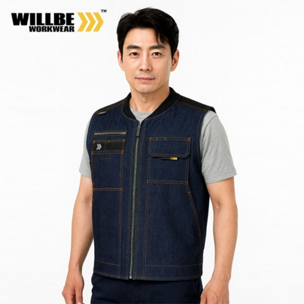윌비(WILLBE) 데님 코듀라 조끼 PR-02V