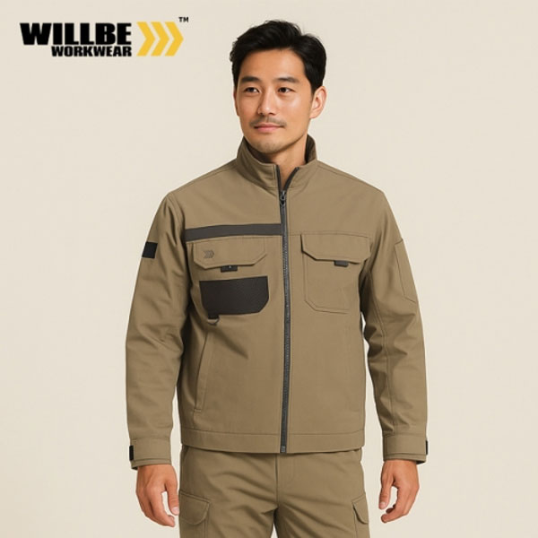 윌비(WILLBE) 등판 메쉬변형 베이지 작업복 점퍼 PR-03J