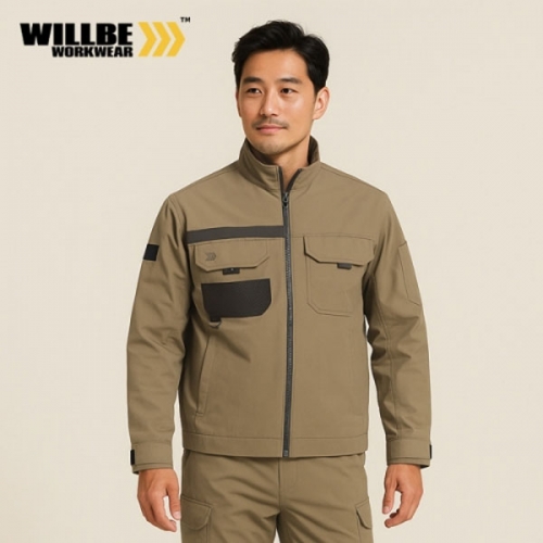 윌비(WILLBE) 등판 메쉬변형 베이지 작업복 점퍼 PR-03J